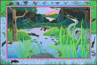 Wetland sunset illustration from Before & After